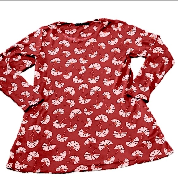 ππΏ GUDRUN SJΓDΓN Red Ginkgo Leaf Tunic Dress | 100% Modal XL | Boho Scandi Style - Picture 4 of 8